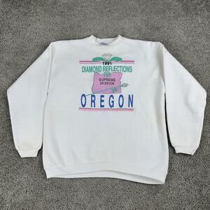 Vintage Tultex Oregon Sweatshirt Mens Large 1991 Diamond Reflections USA 90s